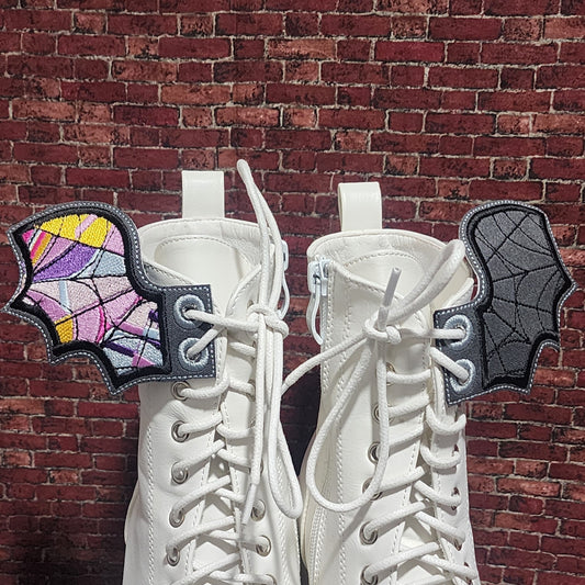 Stained glass bat shoe wing