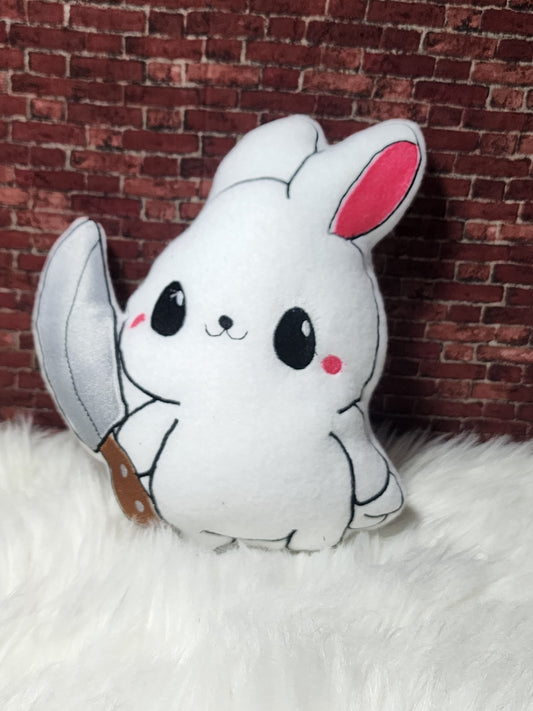 Baby bunny with knife plushie
