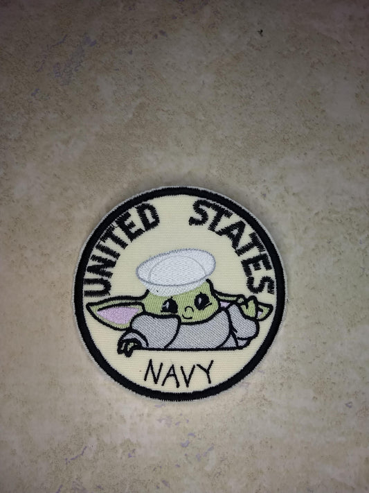 Navy Baby Yoda Patch